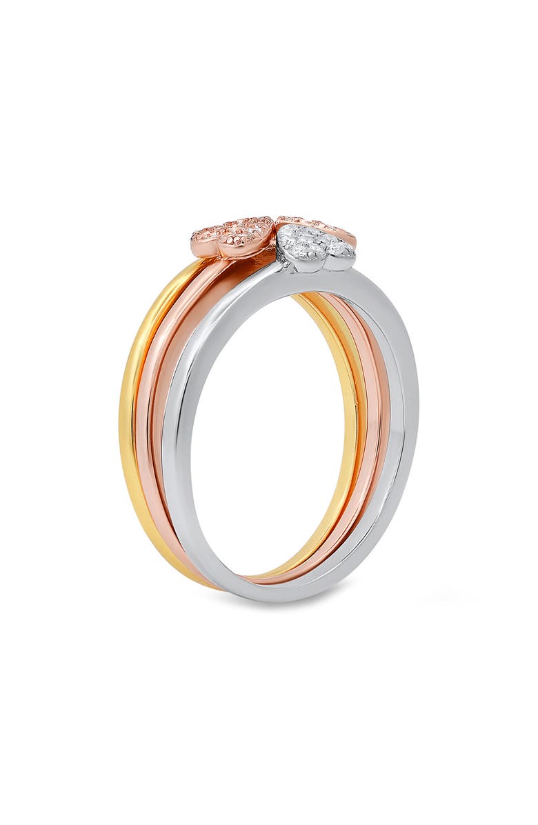 Queen Jewels Sterling Silver 3-Piece Tri-Color Ring Set, Alternate, color, Silver