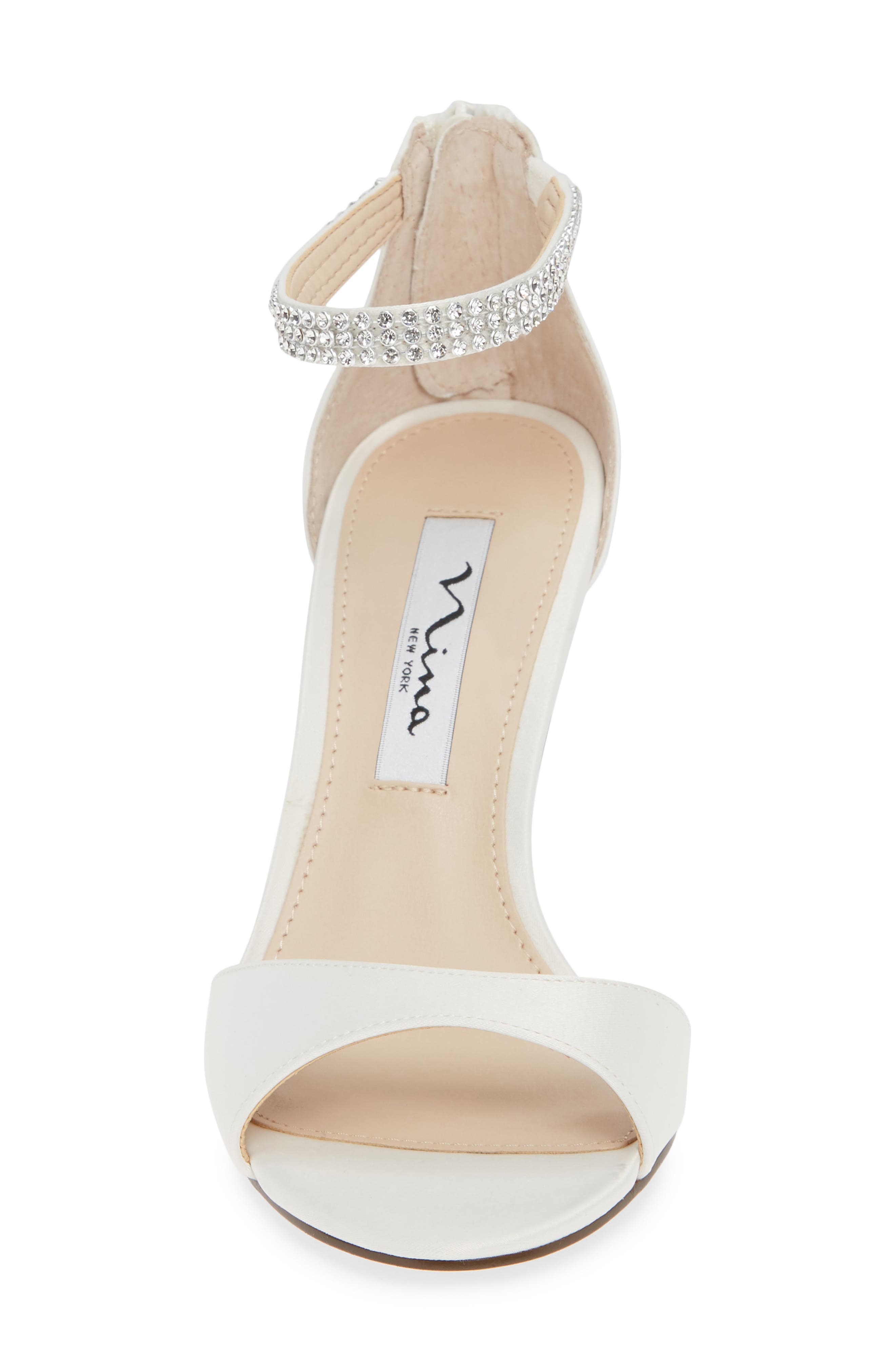 Nina Volanda Ankle Strap Sandal, Alternate, color, Ivory Satin