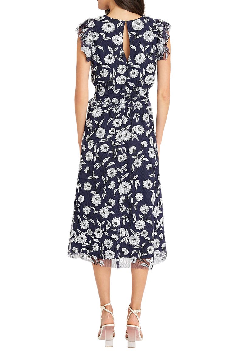 Floral Mesh Overlay Dress, Alternate, color, NAVY/ BLACK/ WHITE
