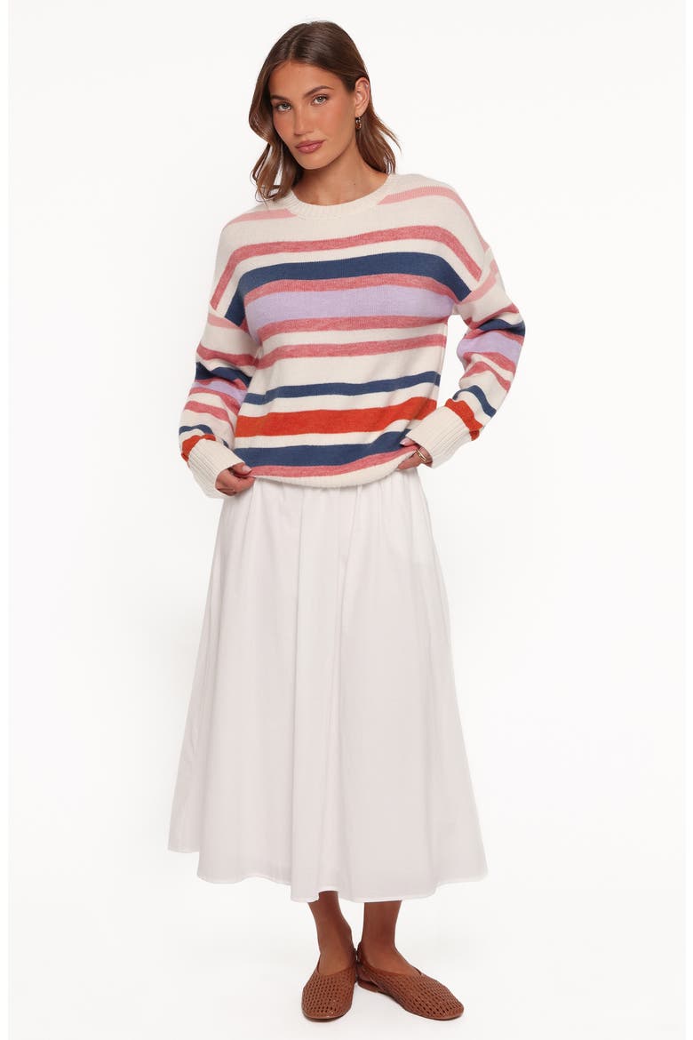 Saski Striped Crewneck Sweater, Alternate, color, CREAM MULTI STRIPE