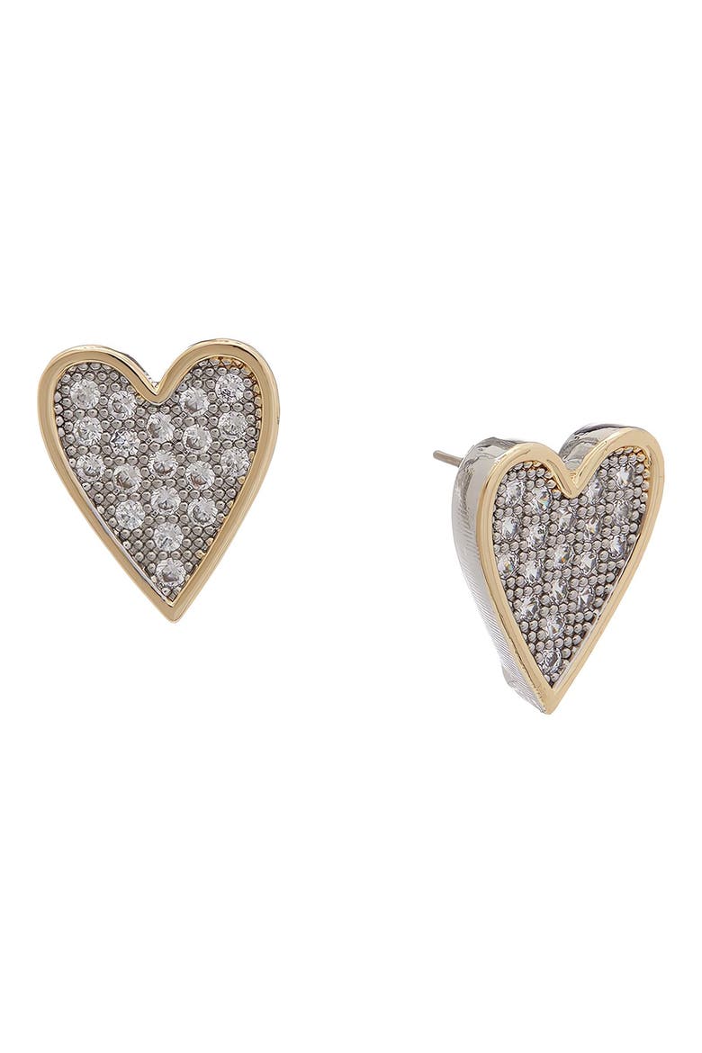 Cubic Zirconia Heart Stud Earrings, Main, color, YELLOW