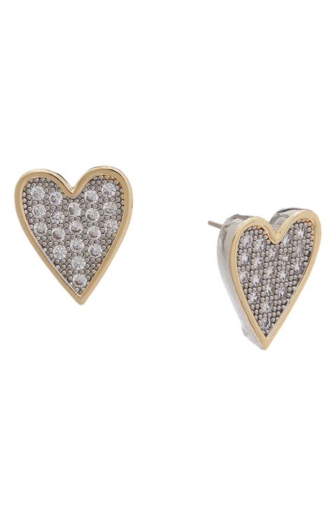 Cubic Zirconia Heart Stud Earrings
