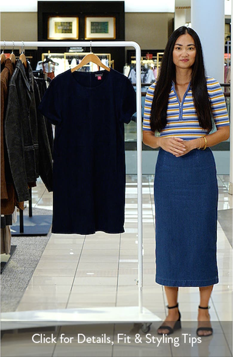 Faux Suede Paneled Shift Dress, sales video thumbnail