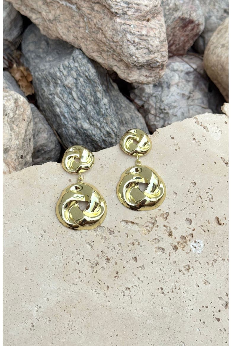 Double Knot Drop Earrings, Alternate, color, GOLD
