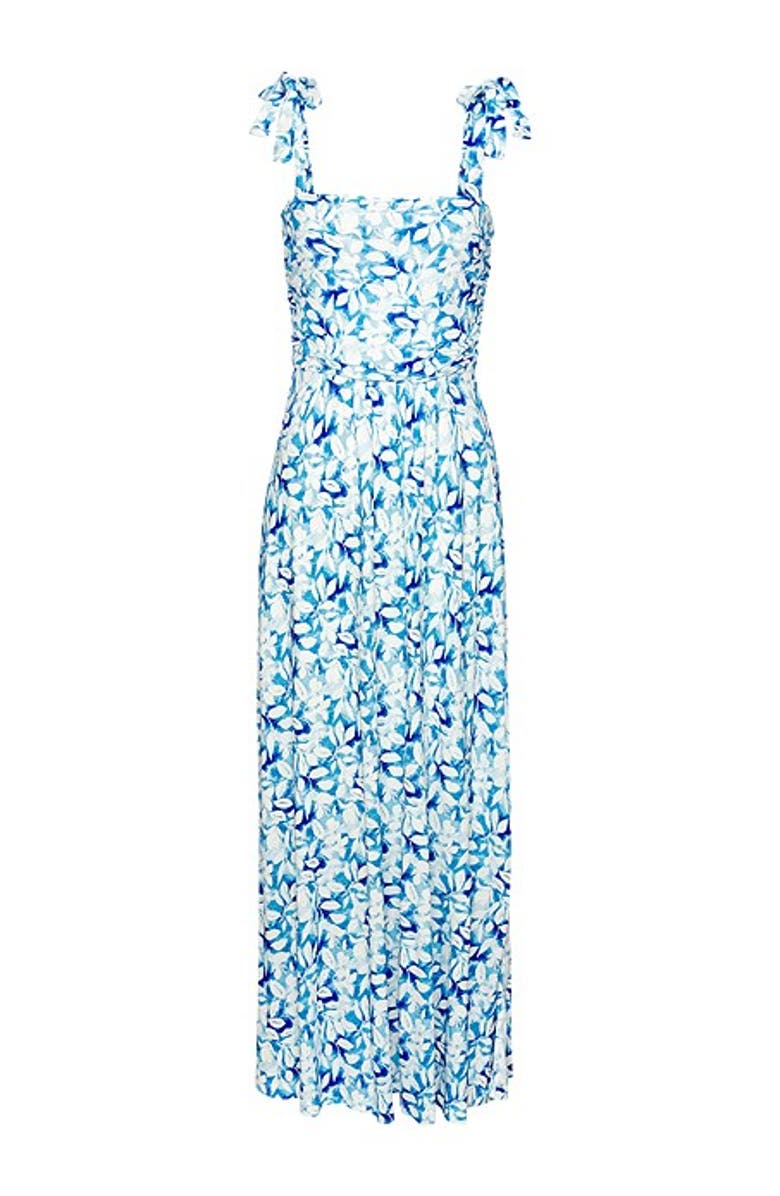 LASCANA Women's Tie Strap Maxi Dress, Alternate, color, Blue Multi