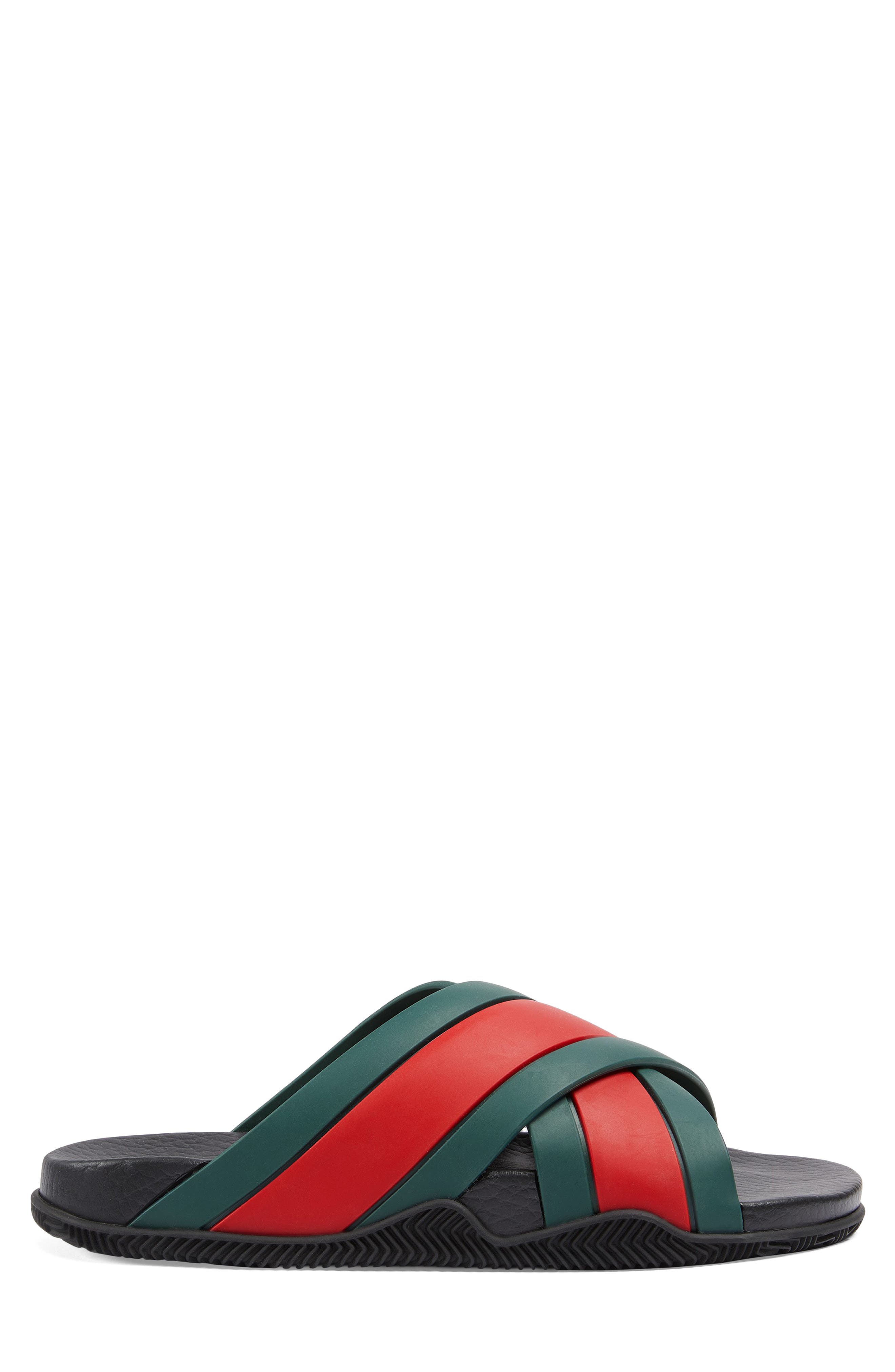 Gucci Agrado Web Stripe Slide Sandal, Alternate, color, 