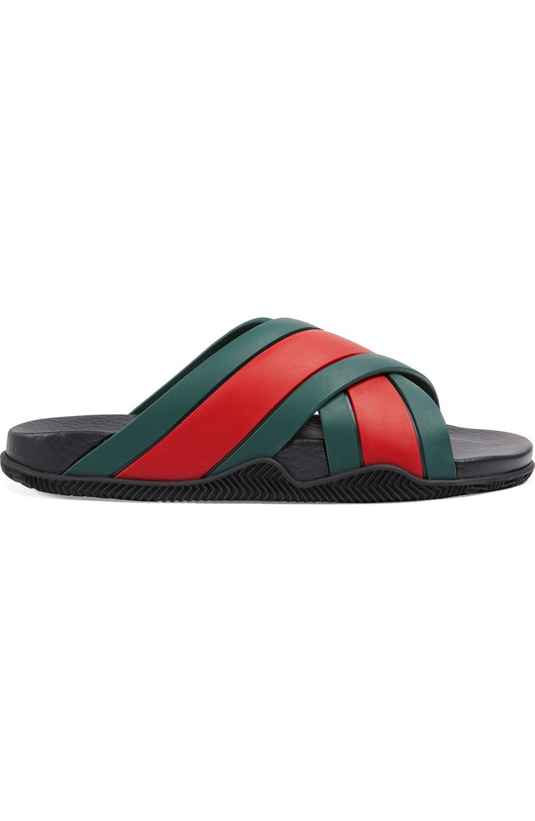 Gucci Agrado Web Stripe Slide Sandal, Alternate, color,