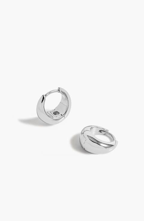 Mini Pebble Hoop Earrings in Silver