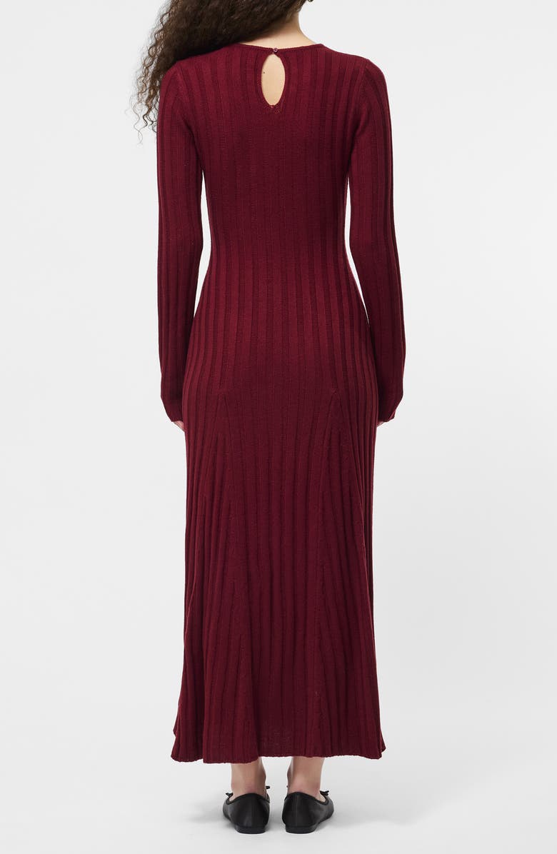 French Connection Long Sleeve Rib Maxi Sweater Dress, Alternate, color, Cabernet