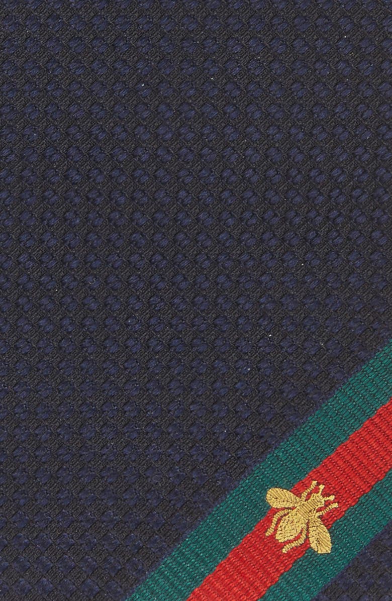 Gucci Bee Web Stripe Silk Tie, Alternate, color, 