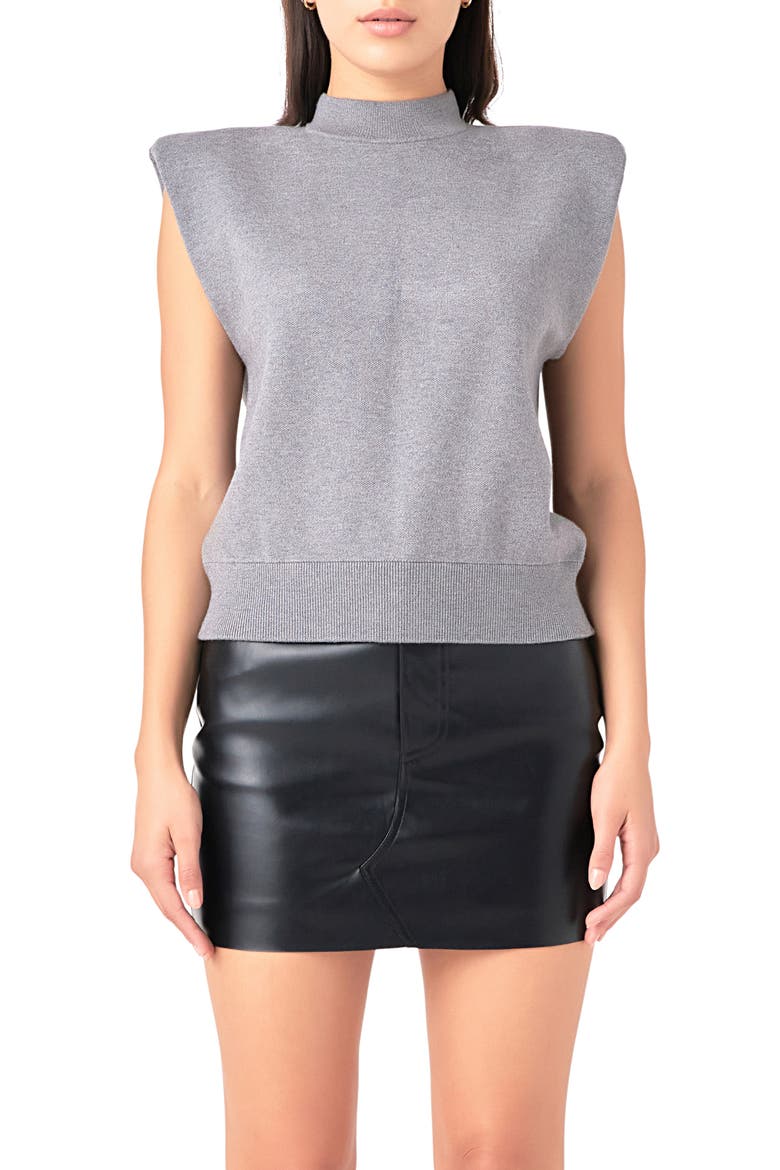 Mock Neck Sleeveless Knit Top, Main, color, HEATHER GREY