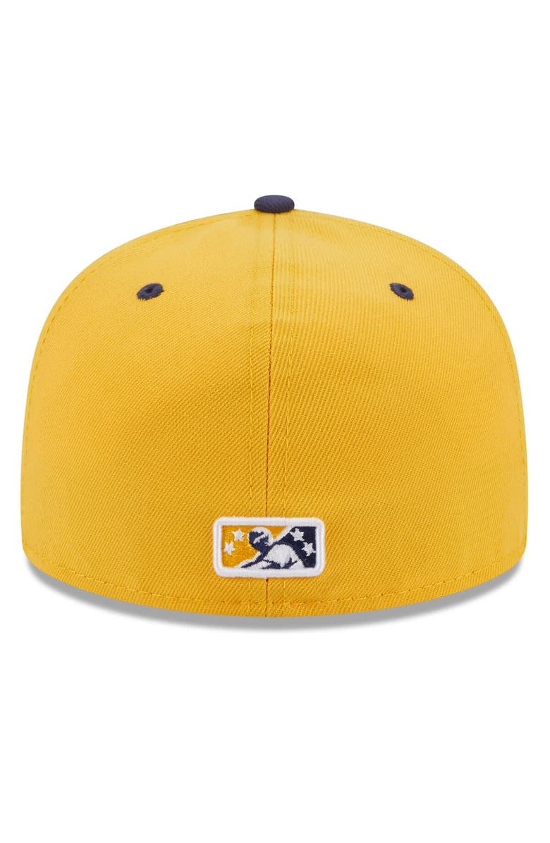 New Era Men's New Era Gold Montgomery Biscuits Authentic Collection Alternate Logo 59FIFTY Fitted Hat, Alternate, color, 