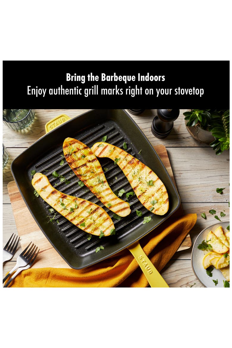 12-Inch Square Enameled Cast Iron Grill Pan, Alternate, color, CITRON