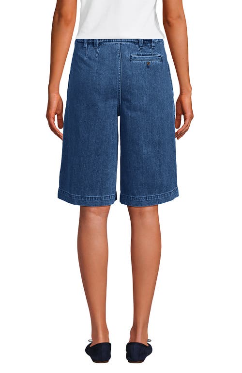 LANDS' END LANDS' END LIGHTWEIGHT DENIM MID RISE PLEATED 12" SLOUCHY SHORTS