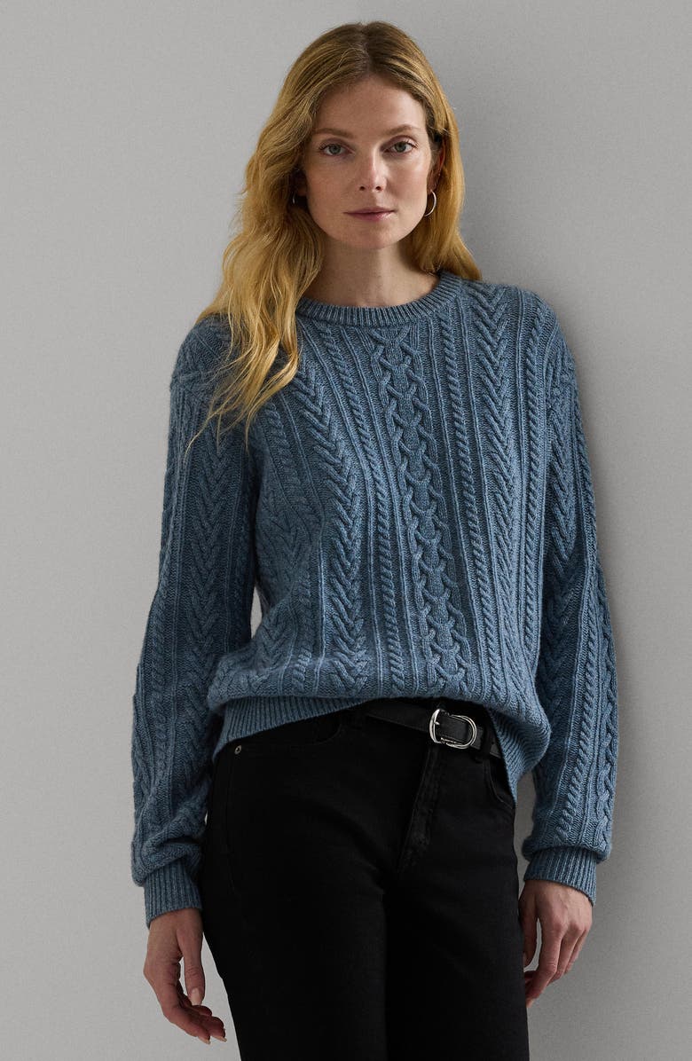 Lauren Ralph Lauren Wool & Cashmere Cable Knit Sweater, Alternate, color, 
