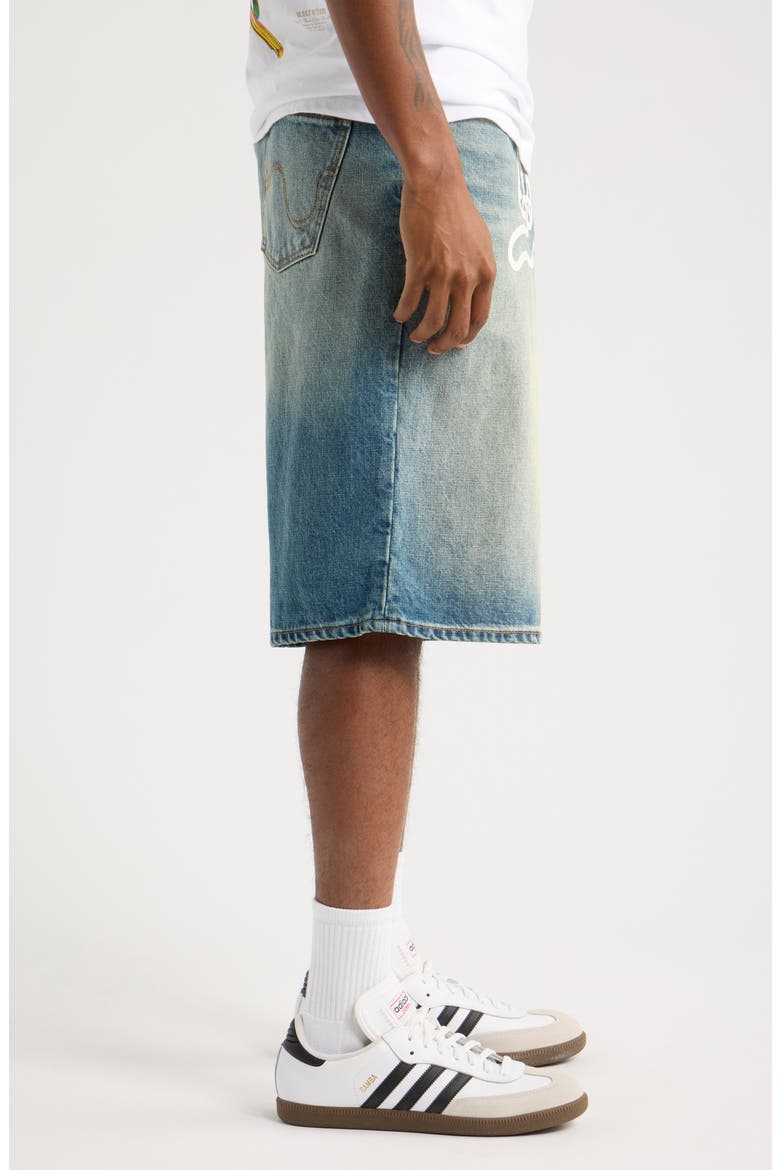 Orange Cotton Denim Shorts, Alternate, color, LEMON TART