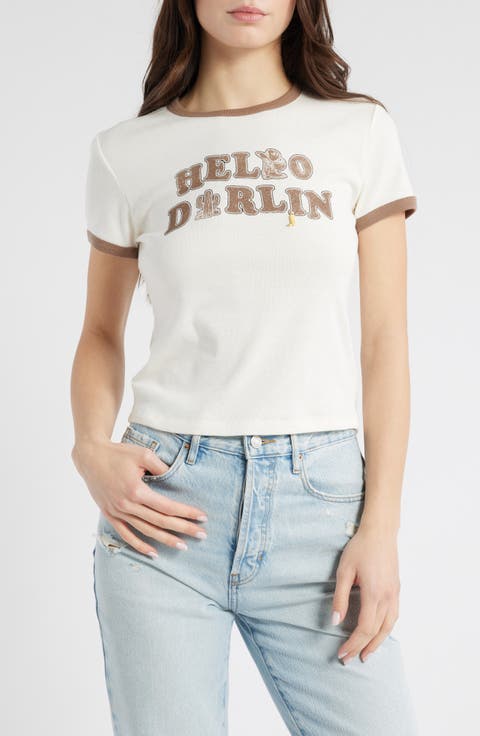 Hello Darlin' Ringer Graphic T-Shirt