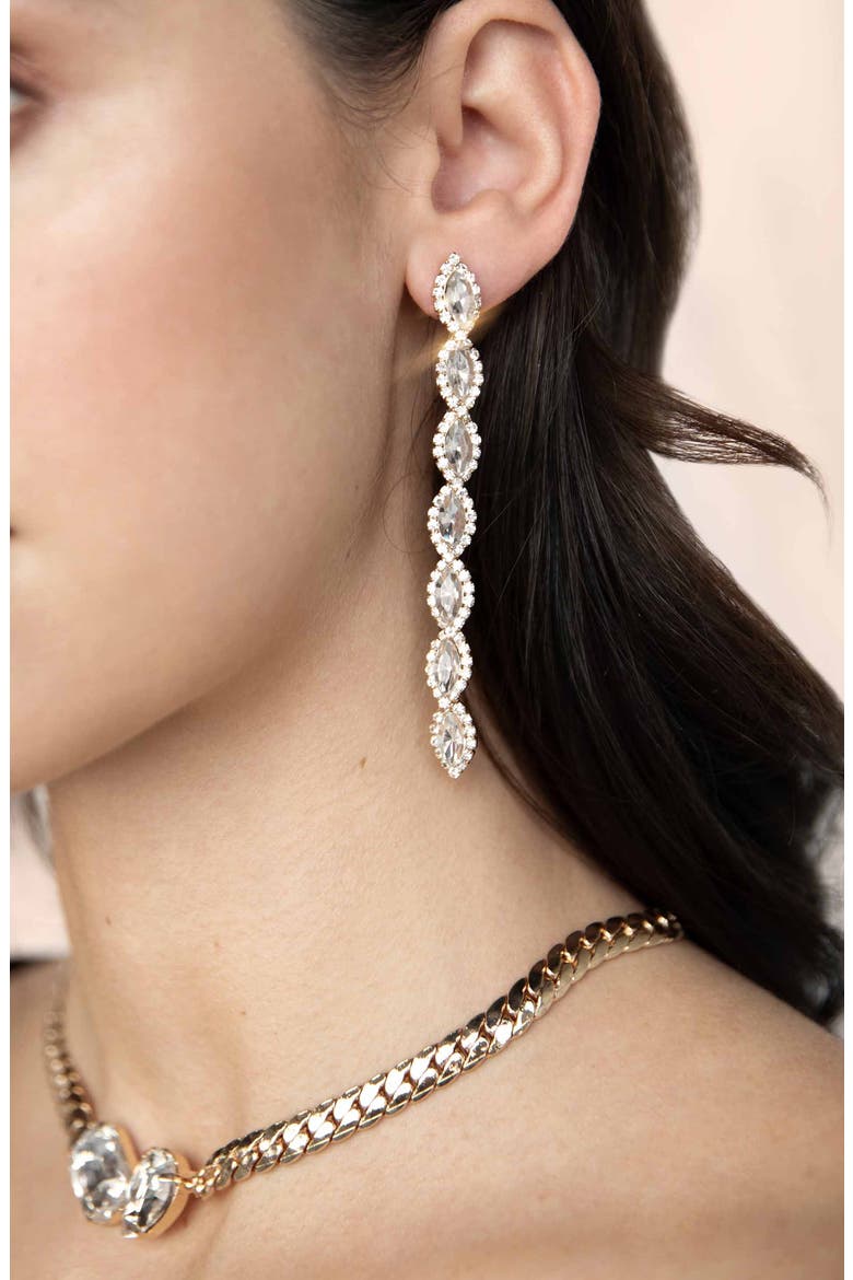 Crystal Droplet Linear Drop Earrings, Alternate, color, GOLD