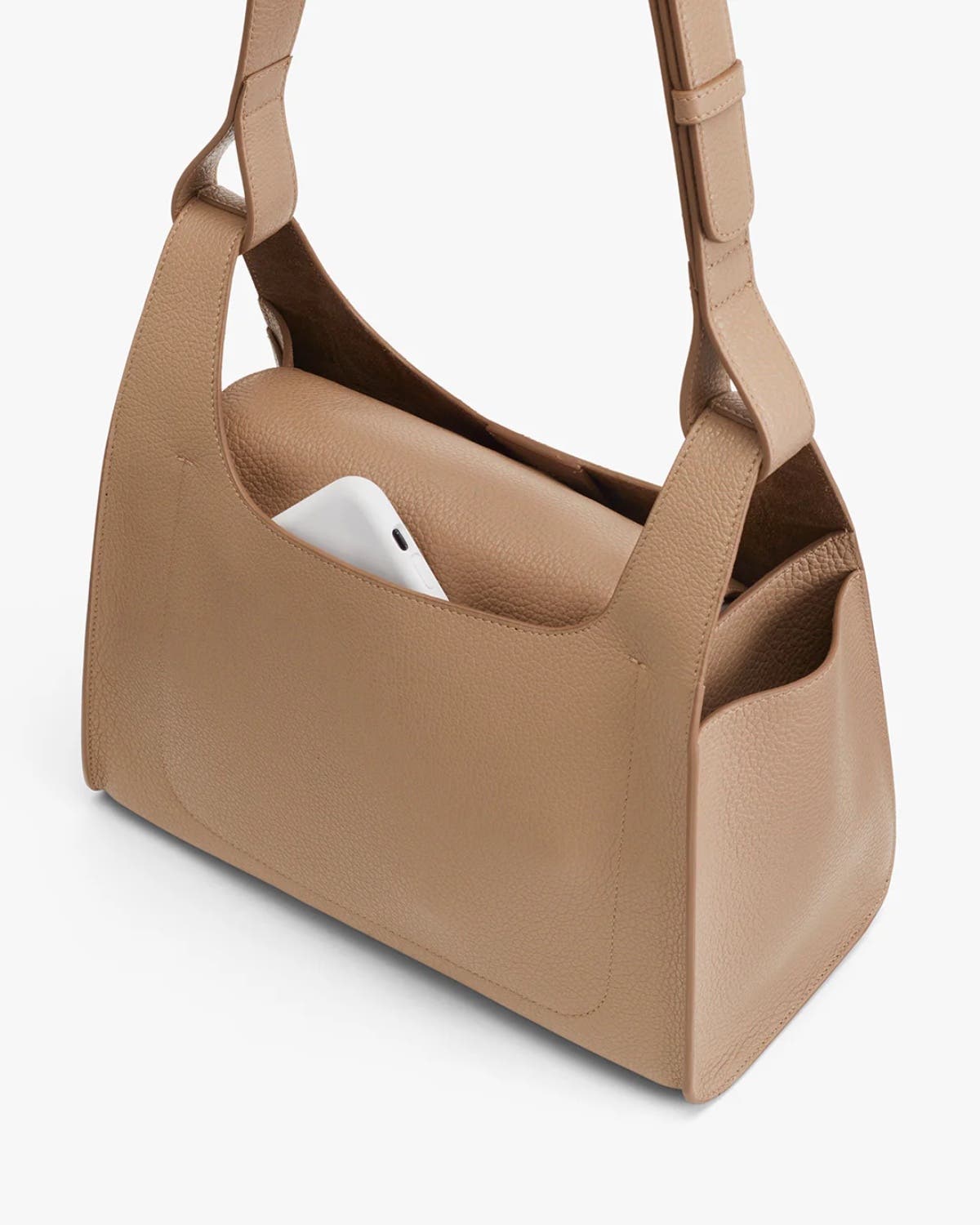 Double Loop Leather Crossbody Bag, Alternate, color, CAPPUCCINO