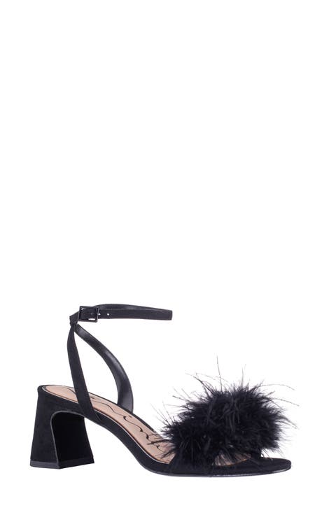 Bev Ankle Strap Faux Feather Sandal (Women)