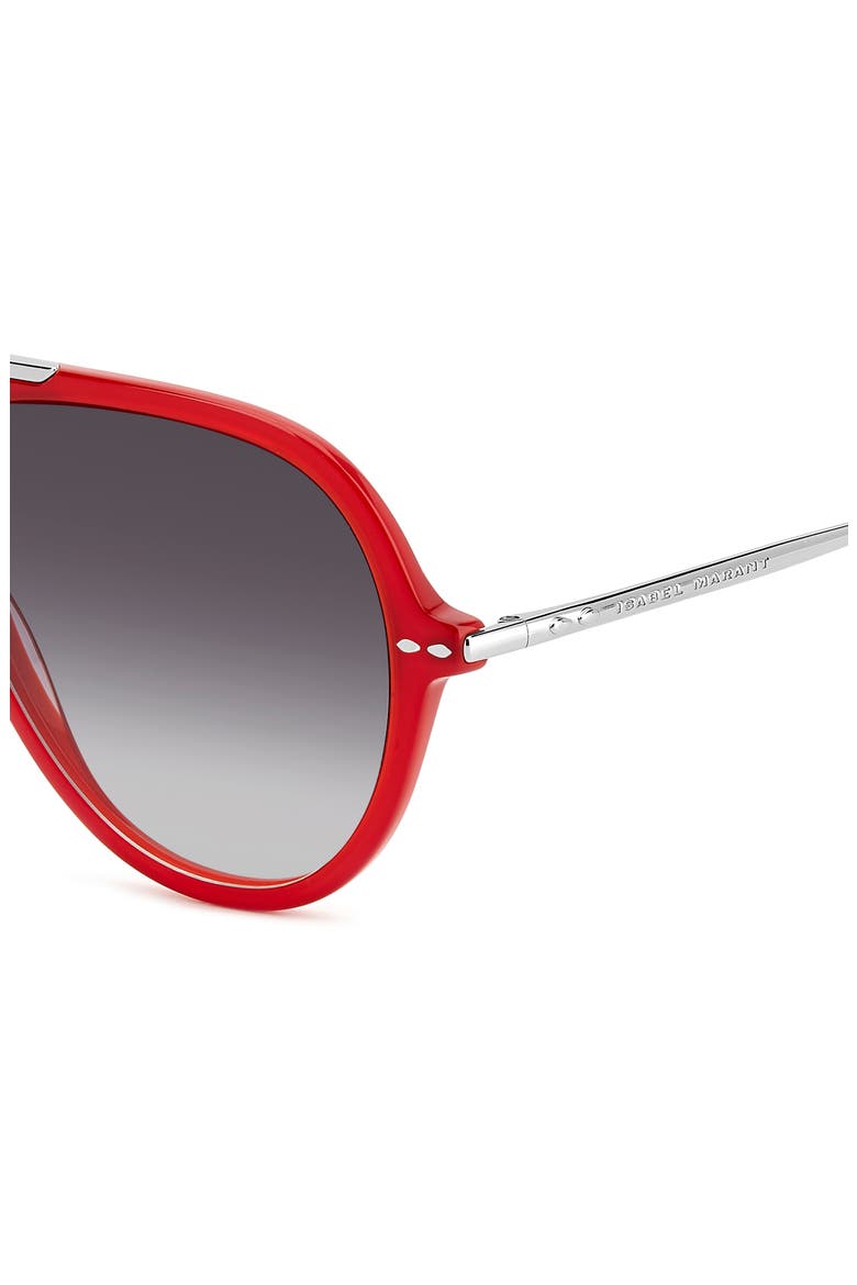 60mm Oversize Pilot Sunglasses, Alternate, color, RED SILVER