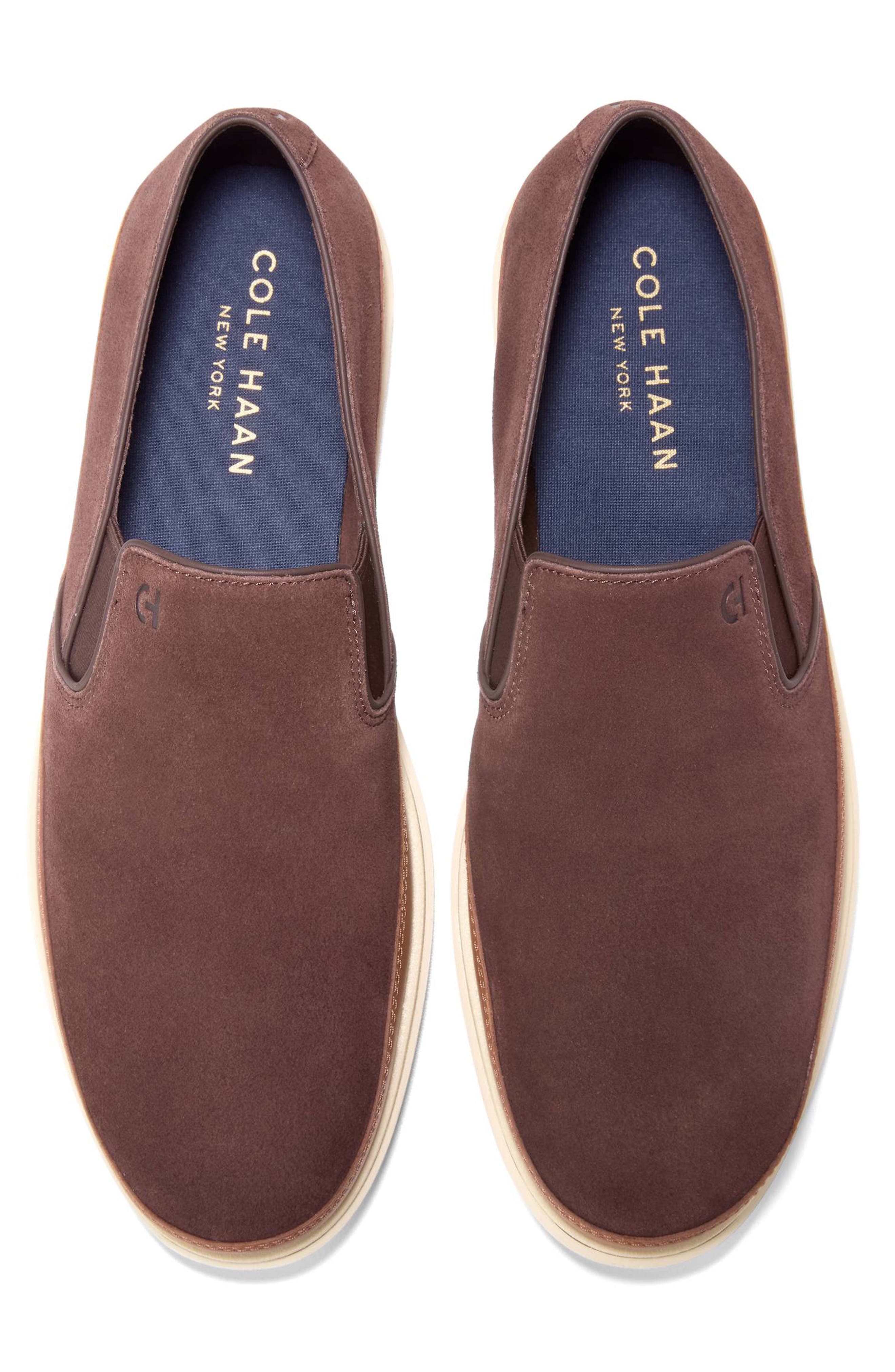 Cole Haan Twin Gore Leather Slip-On Sneaker, Alternate, color, Madra Suede/ British Tan