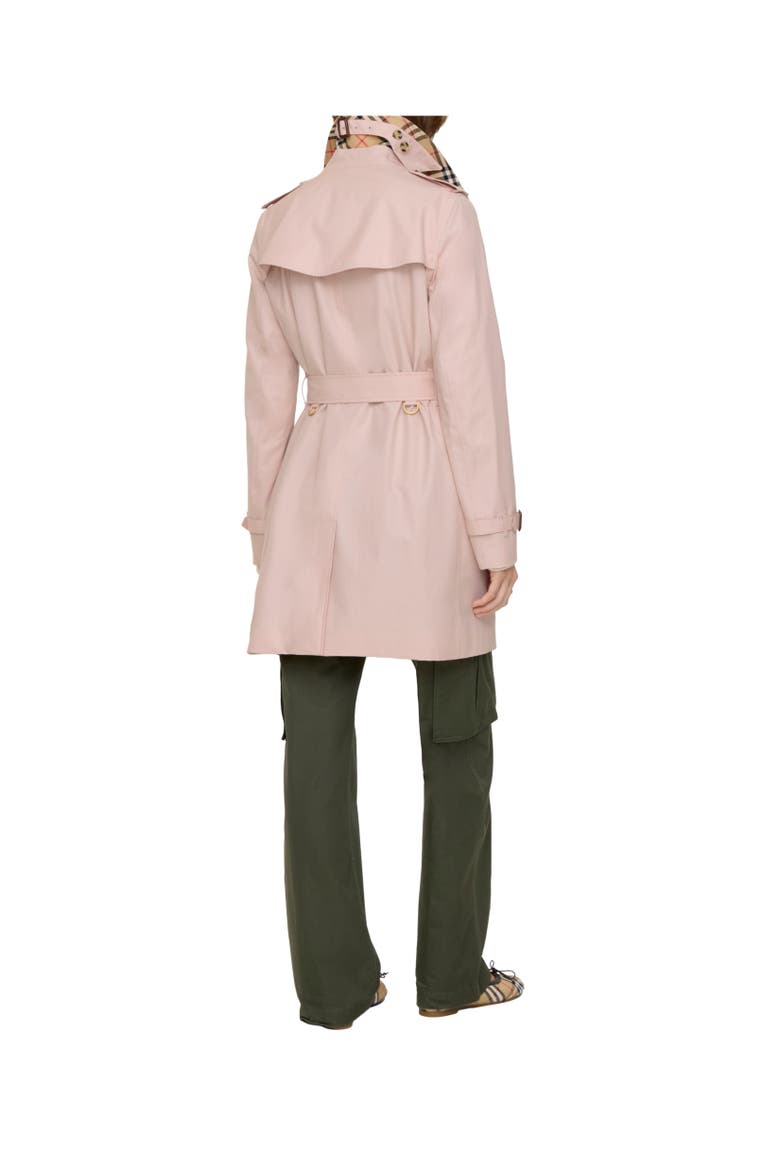 Short Tropical Gabardine Kensington Trench Coat, Alternate, color, Pale sugar pink
