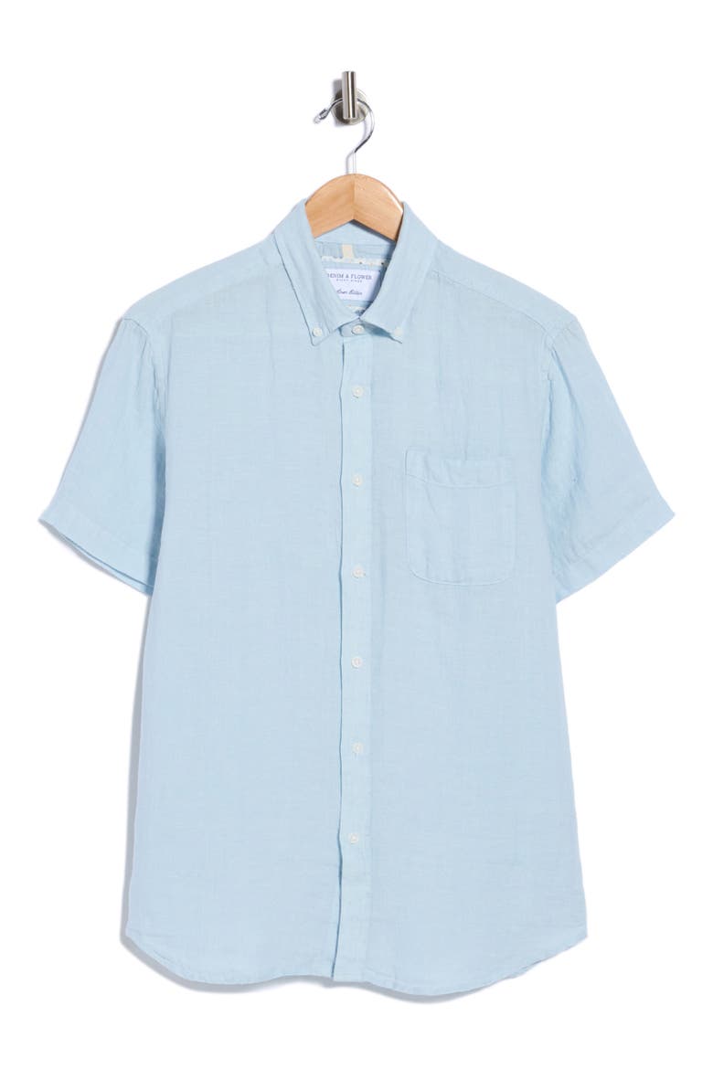 Linen Button-Down Shirt, Alternate, color, MINT BLUE
