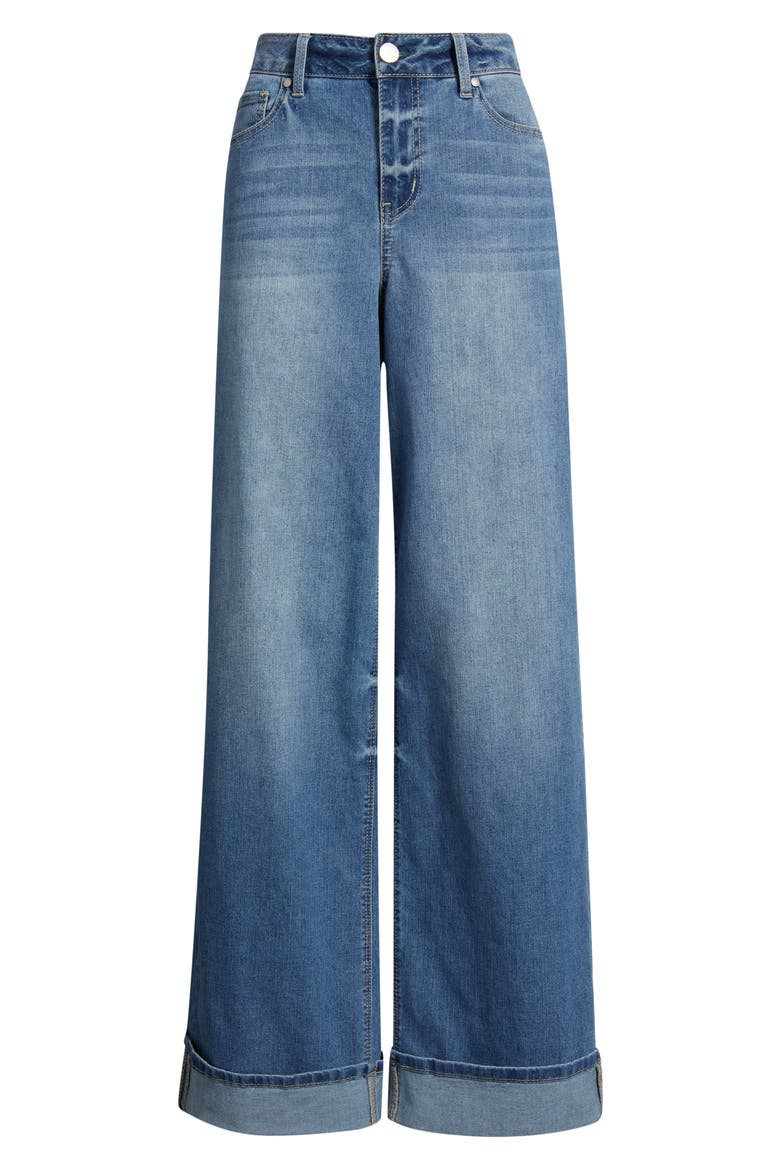 High Waist Cuff Slim Wide Leg Jeans, Alternate, color, KINSLEY