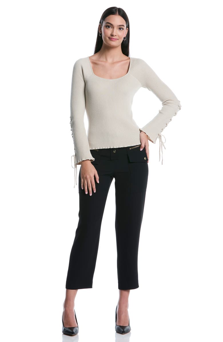 Laundry by Shelli Segal Tie Sleeve Sweater, Alternate, color, Peyote