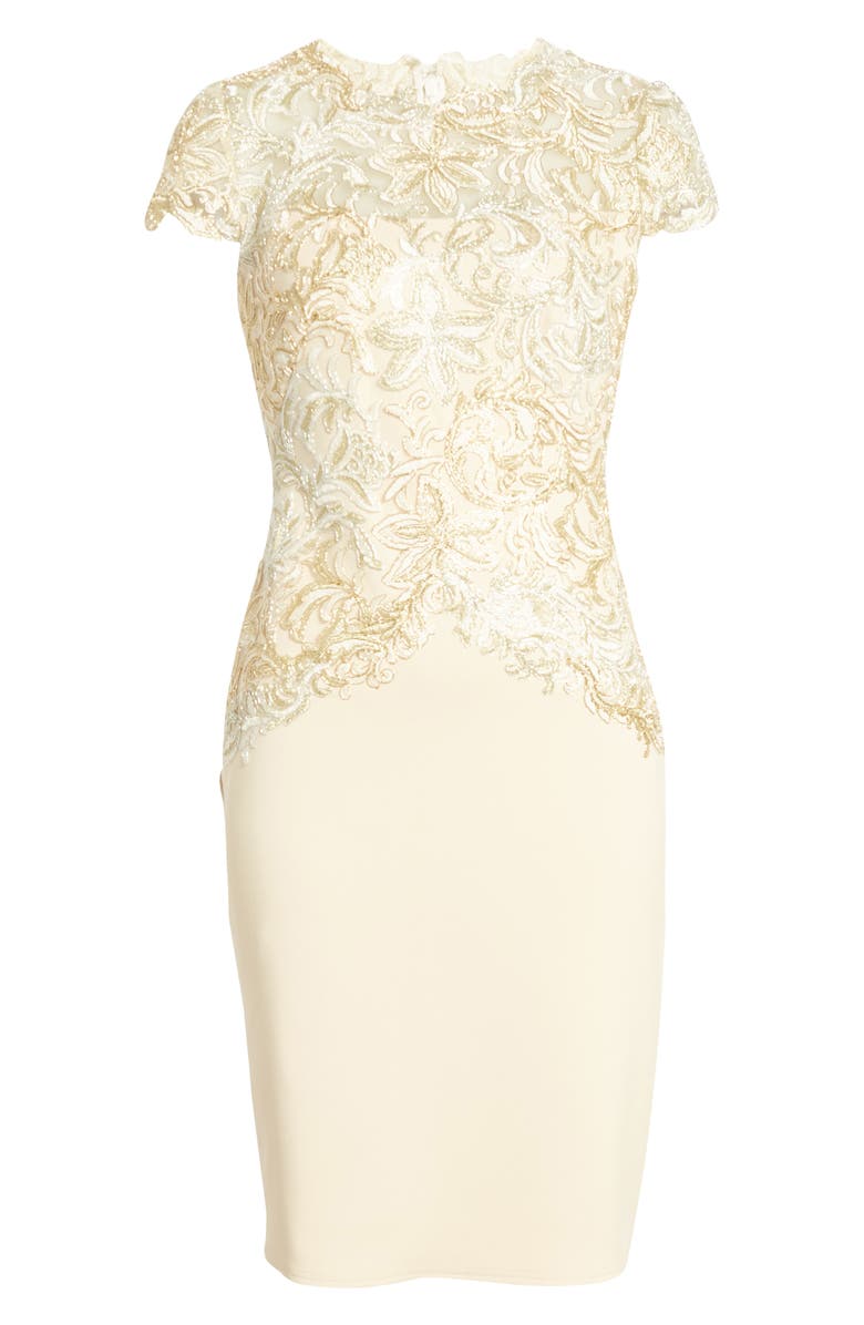 Tadashi Shoji Corded Lace Bodice Cocktail Dress, Alternate, color,