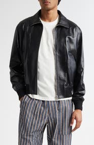 Bottega Veneta Lambskin Leather Blouson Jacket