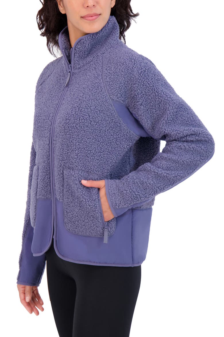 Faux Shearling City Cropped Jacket, Alternate, color, COUNTRY BLUE