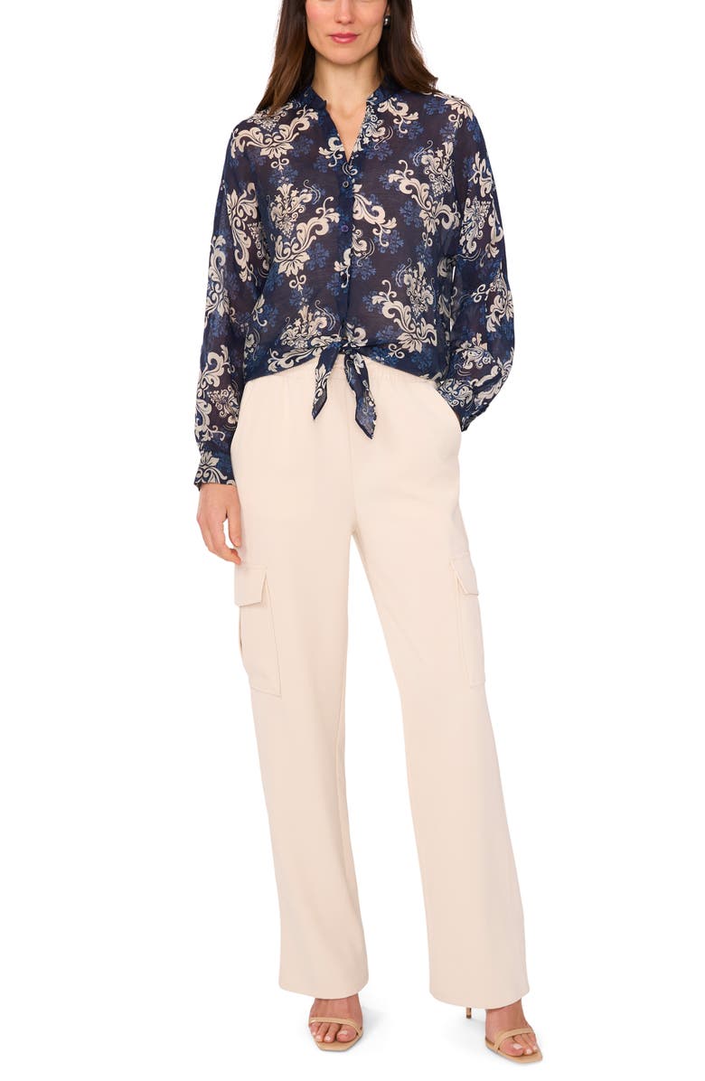 Halogen<sup>®</sup> Tie Front Top, Alternate, color, Classic Navy