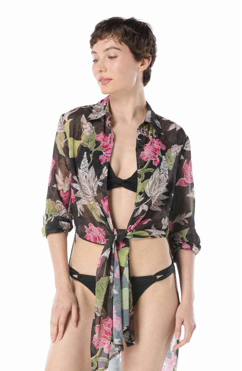 Carmen Marc Valvo Convertible Shirt Cover Up, Alternate, color,