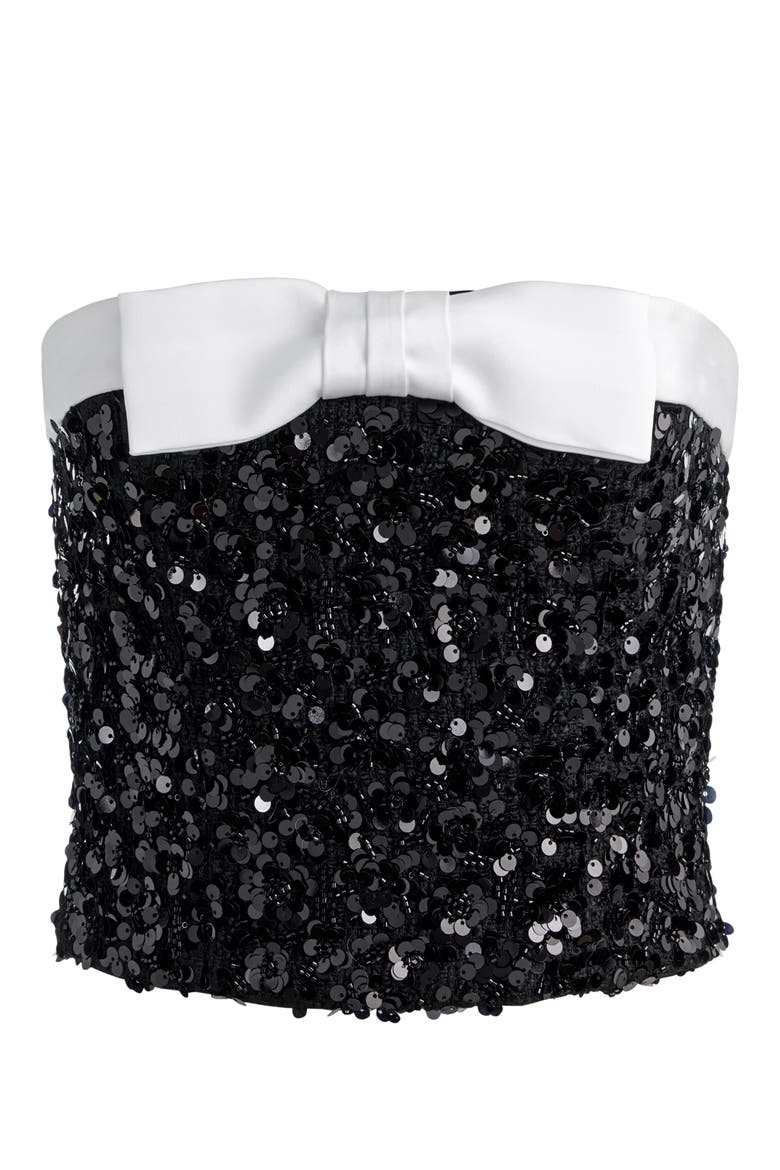 Katya Sequin Strapless Top, Alternate, color, BLACK/ OFF WHITE
