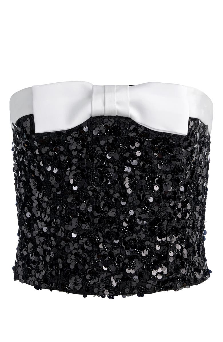 Alice + Olivia Katya Sequin Strapless Top, Alternate, color, Black/ Off White