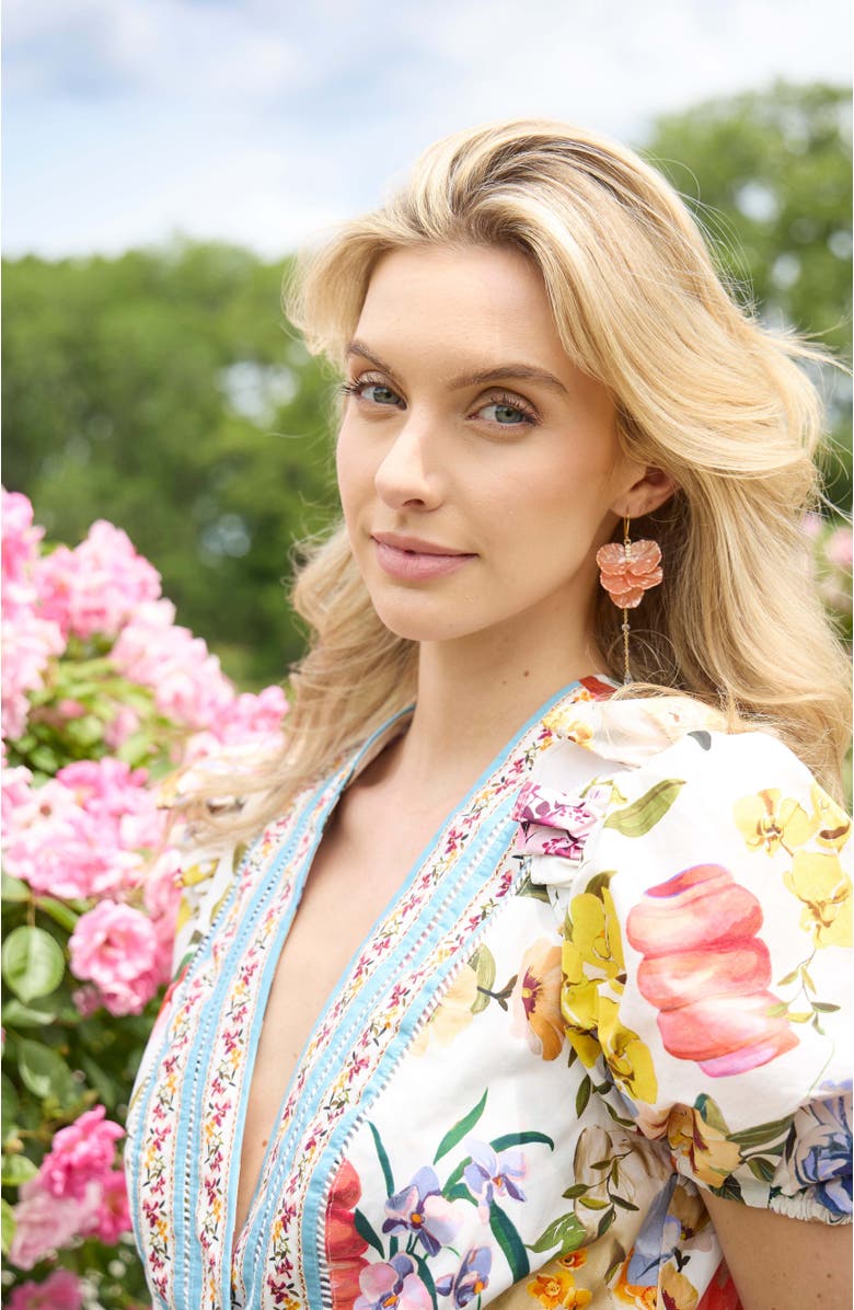 Alex and Ani New York Botanical Garden<sup>®</sup> Peony Petal Statement Earrings, Alternate, color, Pink