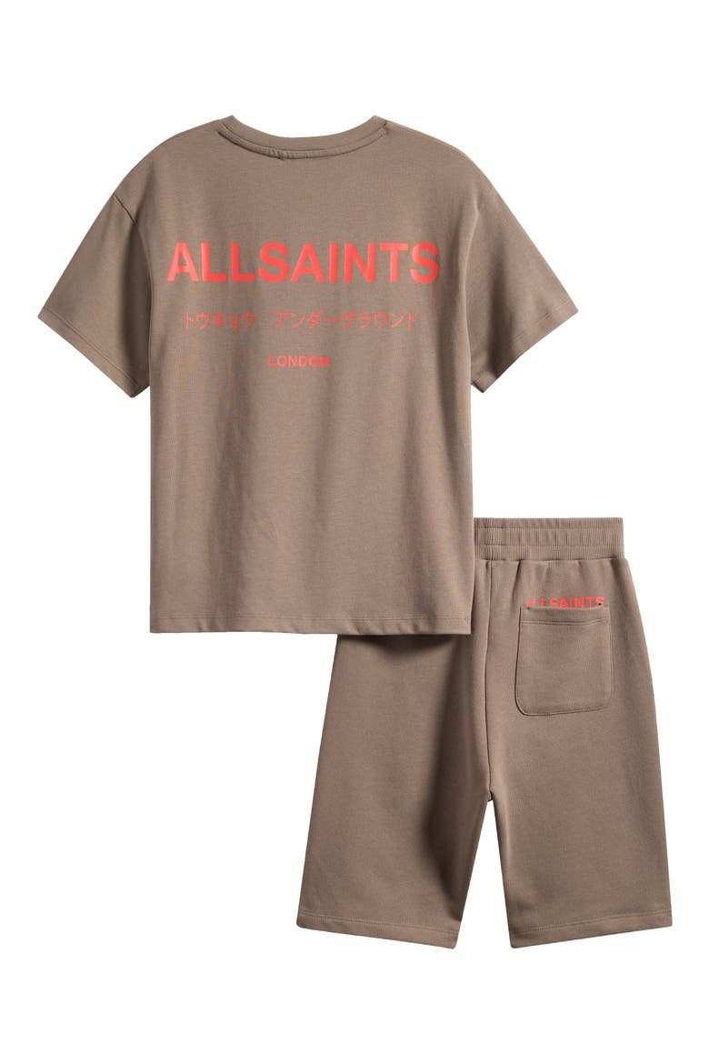 Kids' Underground Logo Graphic T-Shirt & Shorts Set, Alternate, color, BROWN