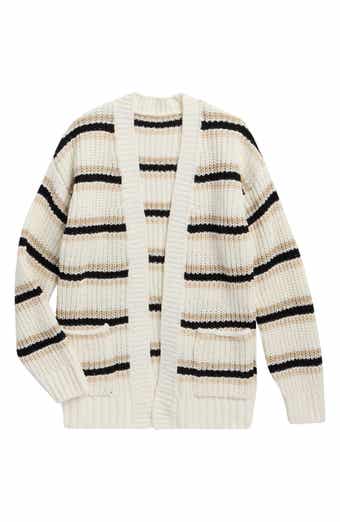 Kids' Striped Open Front Cardigan