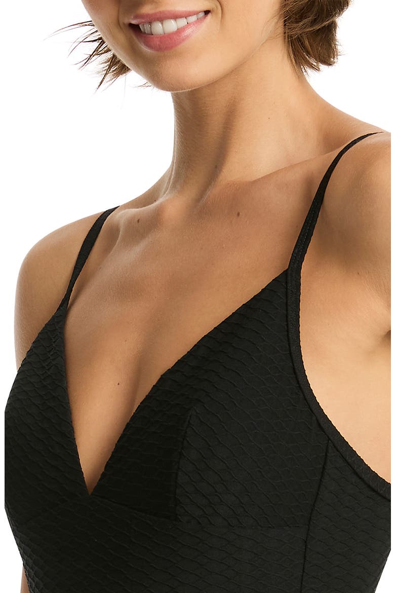 Honeycomb One-Piece Swimsuit, Alternate, color, BLACK