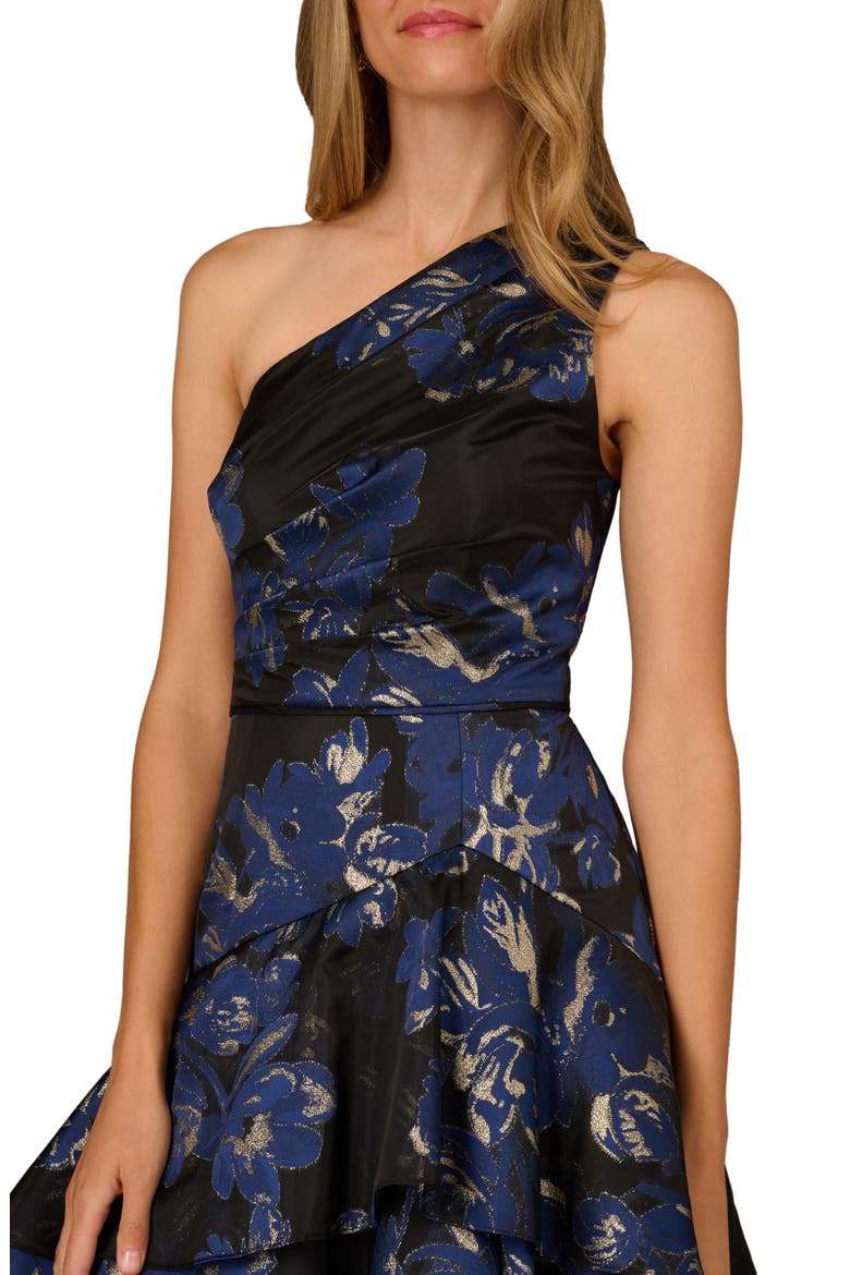 Metallic Floral Jacquard One-Shoulder Gown (Women) | Nordstrom