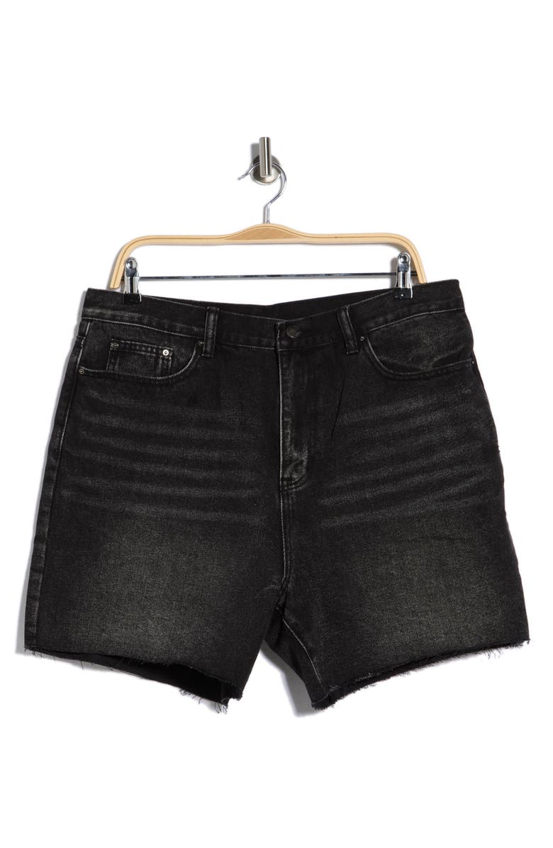mnml Cutoff Denim Shorts, Main, color, Black