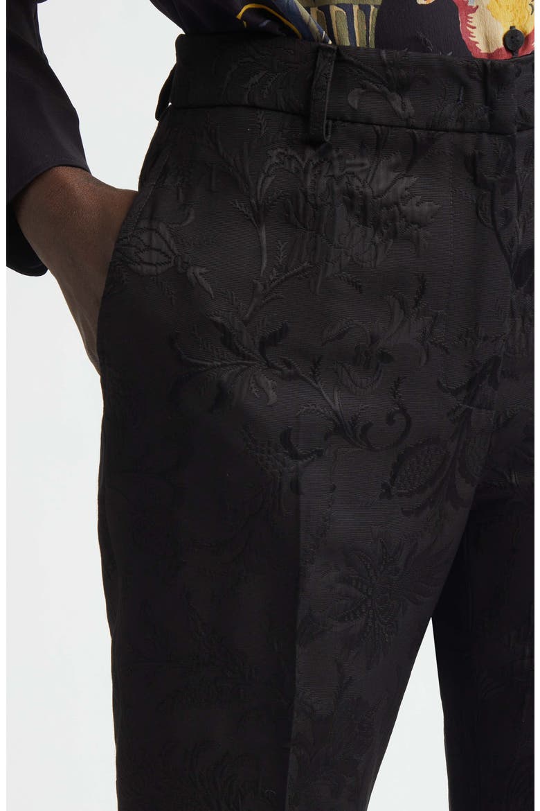 Floral Jacquard Bootcut Trousers, Alternate, color, BLACK