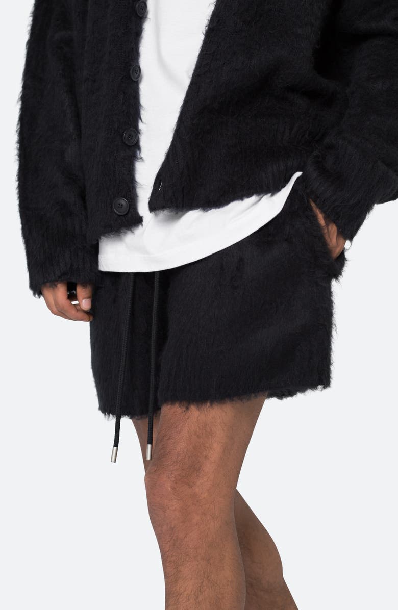 mnml Fuzzy Sweat Shorts, Alternate, color, Black