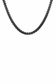 Men's Black IP Stainless Steel 24" Box Chain Necklace