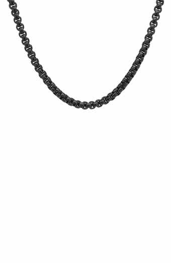 Men's Black IP Stainless Steel 24" Box Chain Necklace