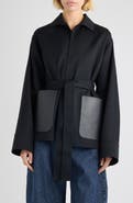 Alaïa Leather Pocket Virgin Wool Wrap Jacket