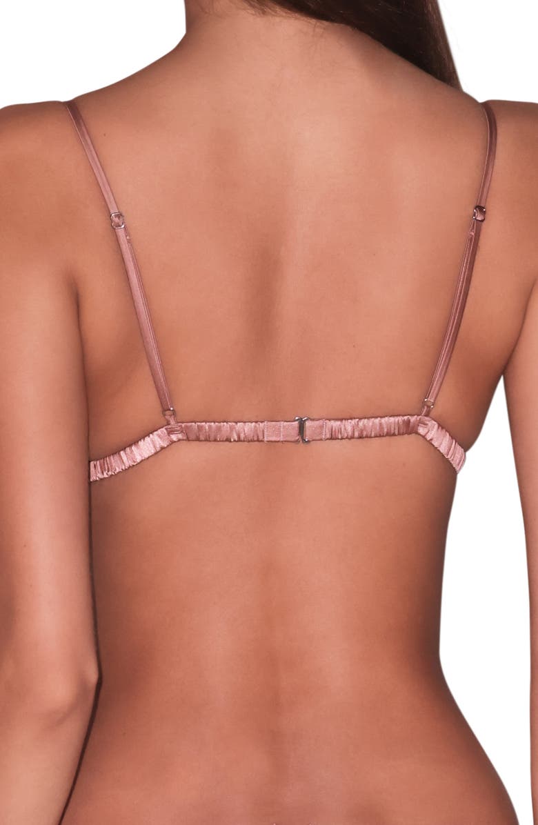 Fleur Du Mal Luxe Wireless Silk Blend Triangle Bra, Alternate, color, Tan