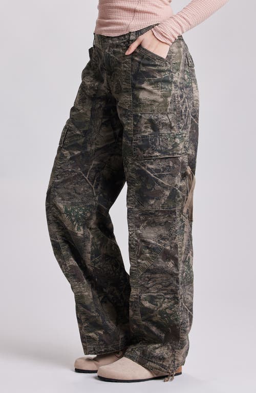Unionbay Jude Camo Print High Waist Wide Leg Cargo Pants In Green